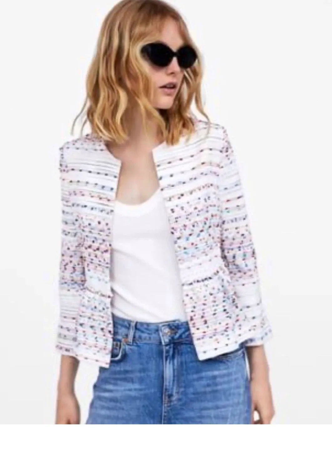 Zara Basic Colorful Tweed Jacket - Size M image indicator(5)