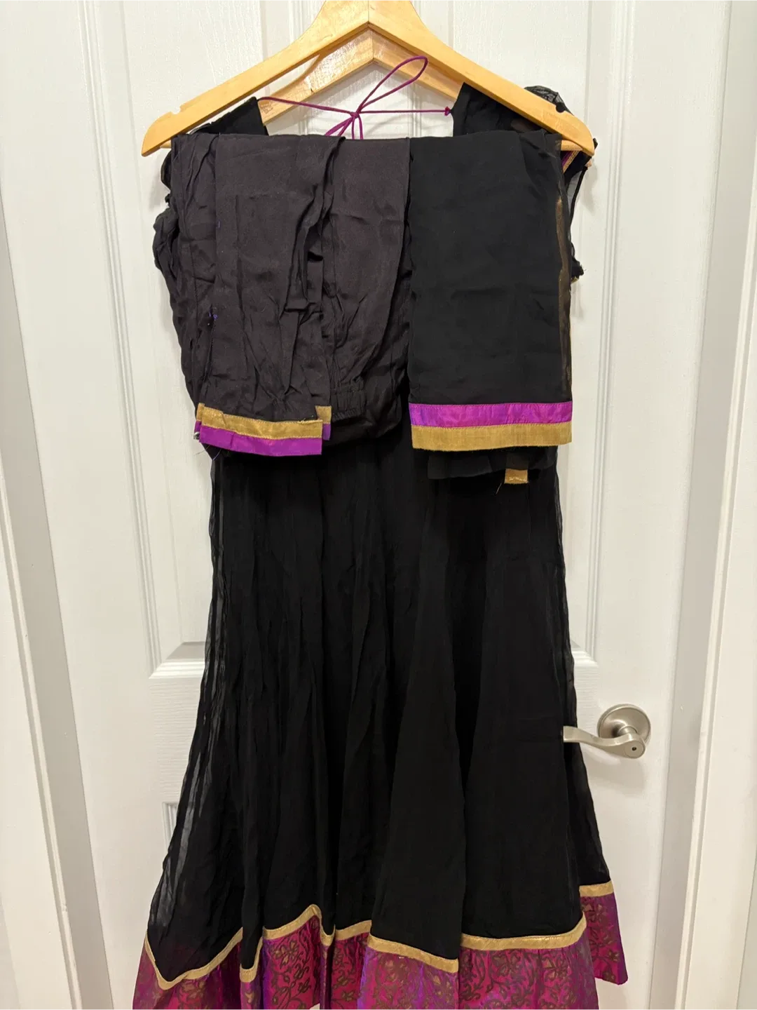 Black Anarkali Dress with Pants & Dupatta image indicator(4)