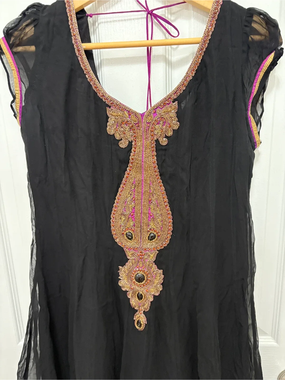 Black Anarkali Dress with Pants & Dupatta image indicator(6)