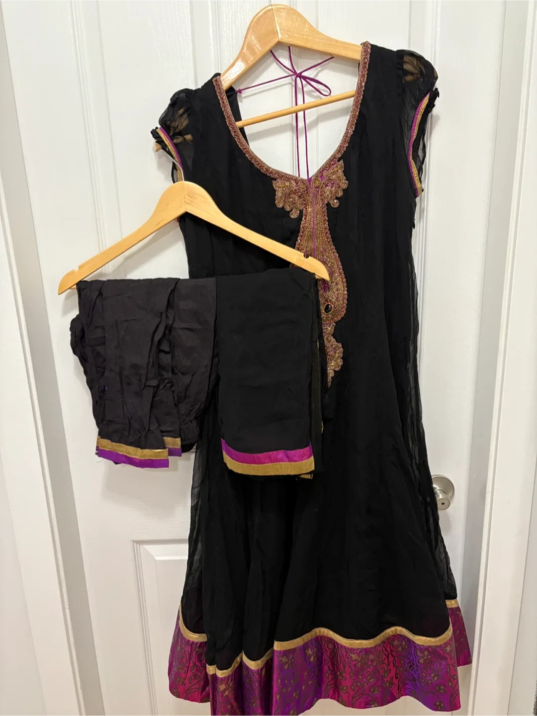 Black Anarkali Dress with Pants & Dupatta image indicator(3)