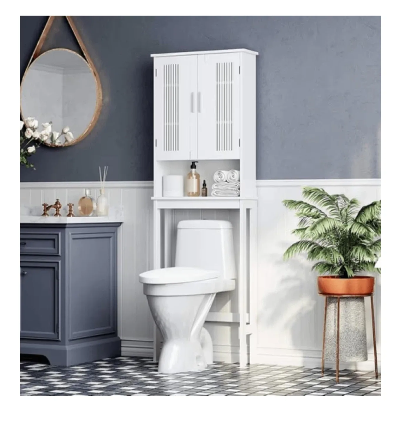 White Over-the-Toilet Storage Cabinet image indicator(9)