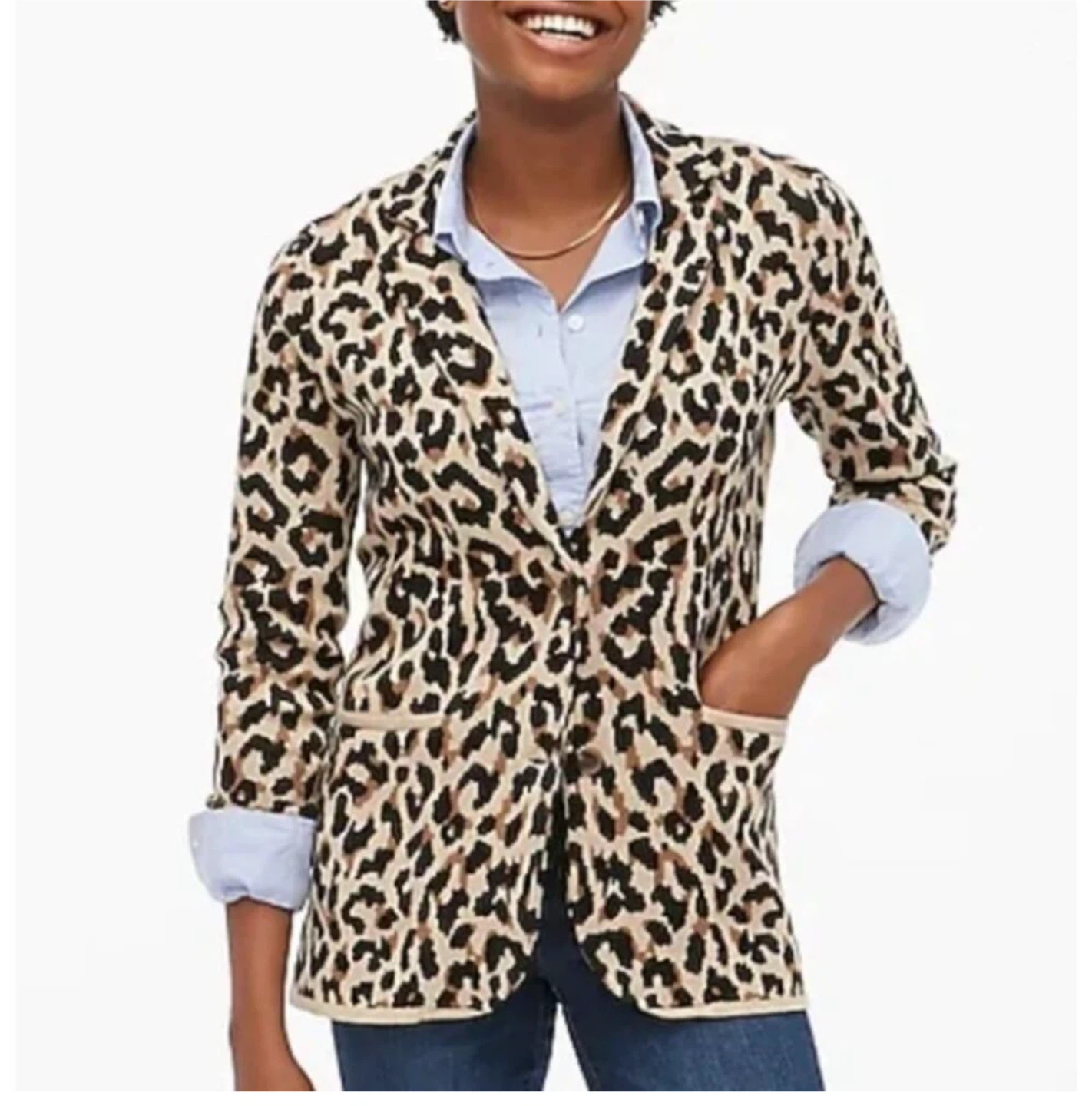J.Crew Leopard Print Sweater Blazer - XS