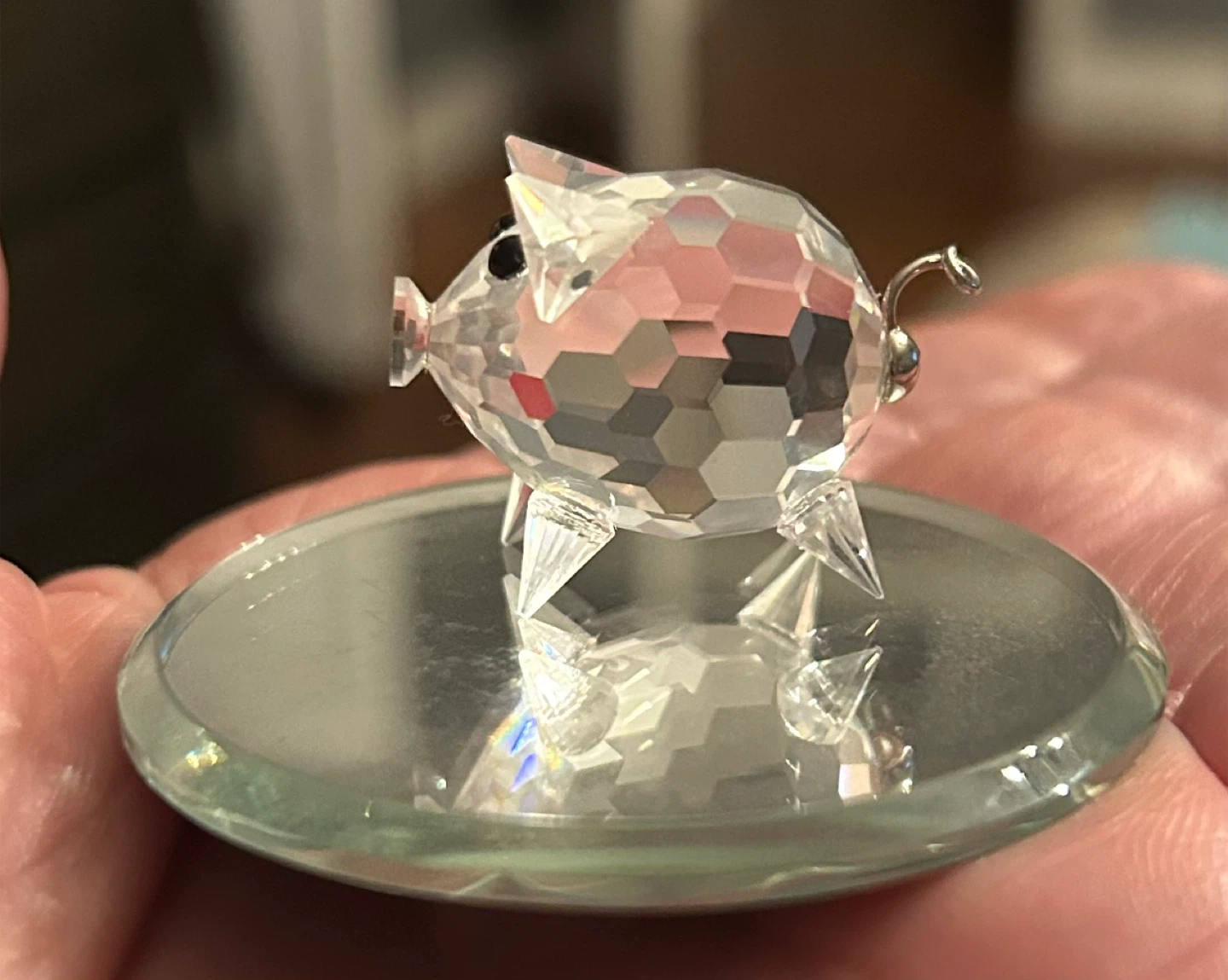 Swarovski Pig with metal tail figurine