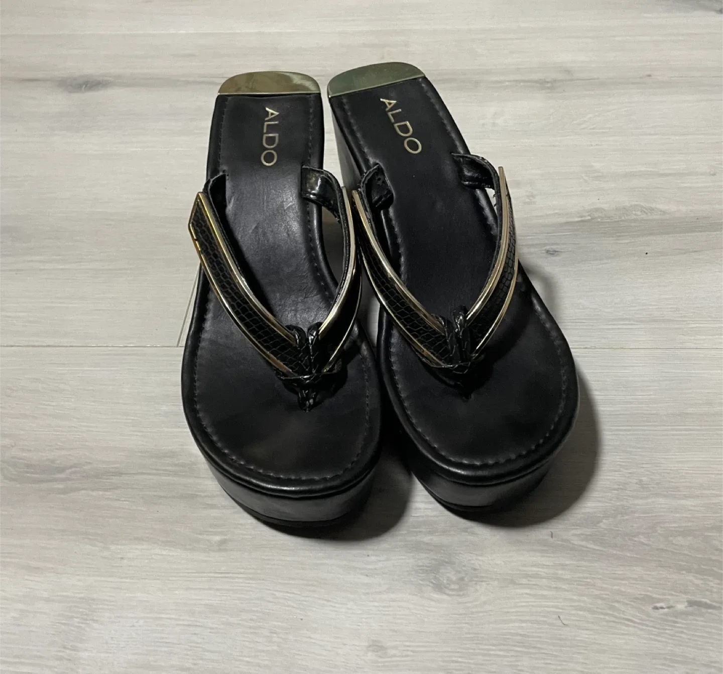 ALDO Black Wedge Sandals – Size 8 – Excellent Condition! ✨ image indicator(2)