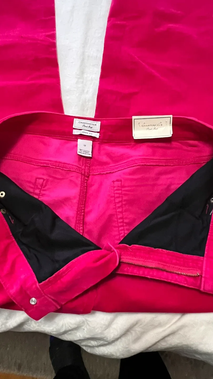Raspberry Pink Corduroy Charter Club Pants - Size 12 image indicator(8)
