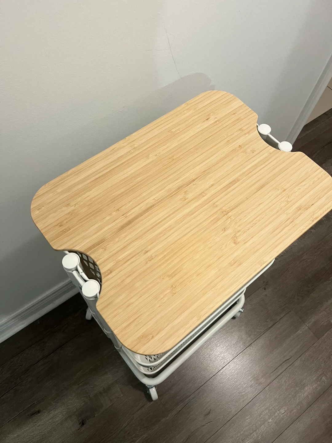 IKEA White Rolling Cart with Bamboo Top - photo 3