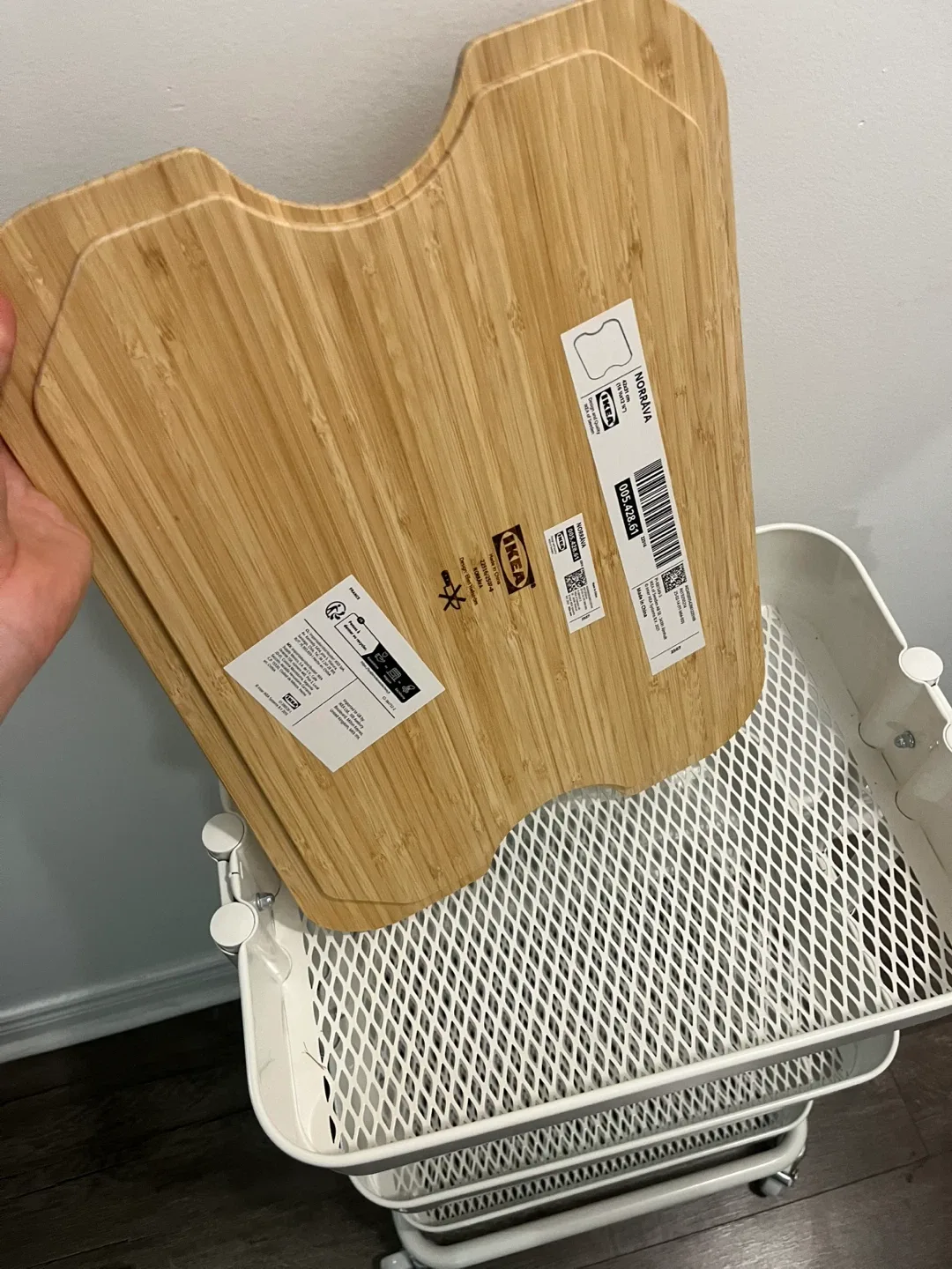 IKEA White Rolling Cart with Bamboo Top image indicator(4)