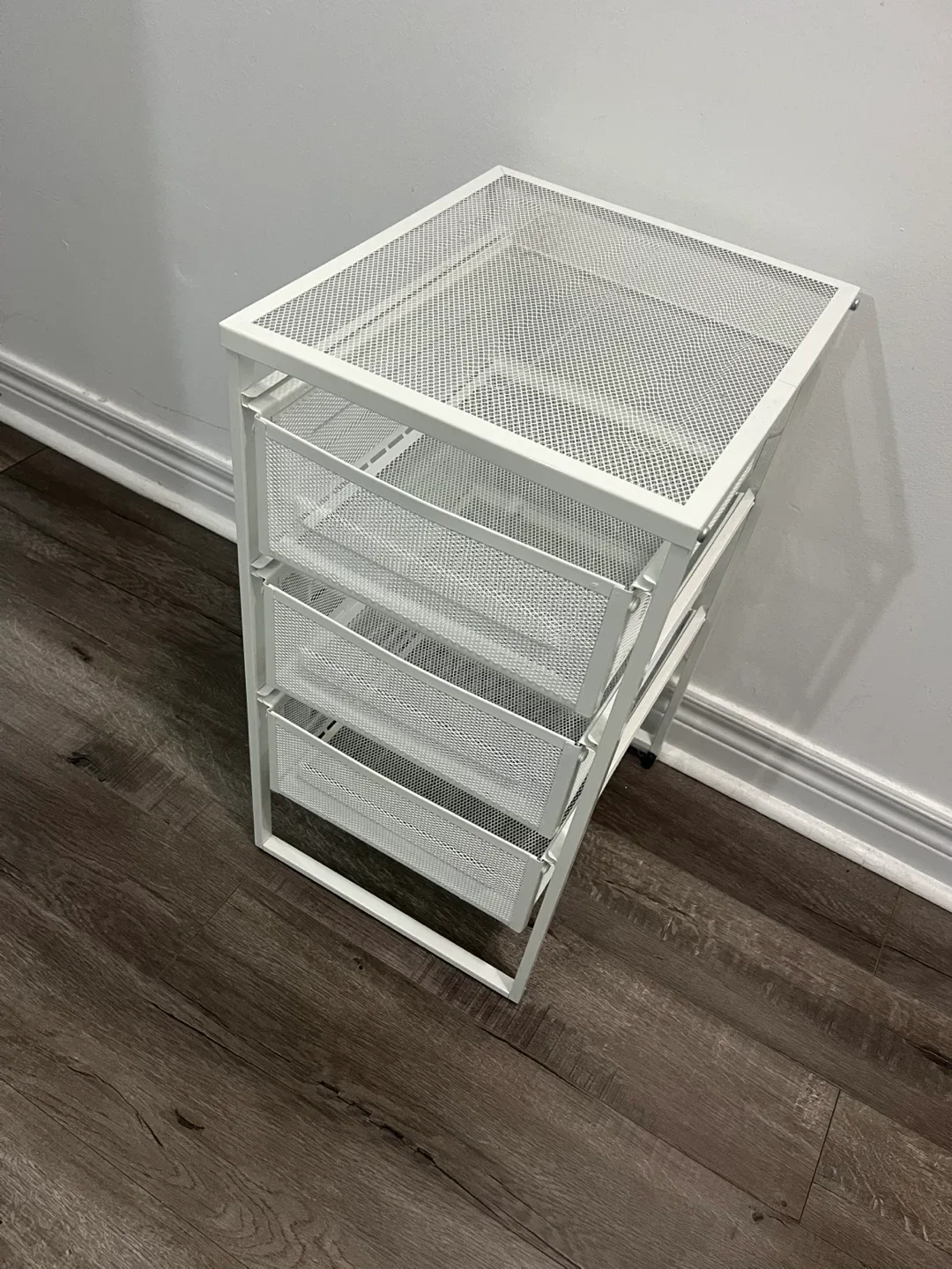 White Rolling Cart with 3 Drawers image indicator(4)