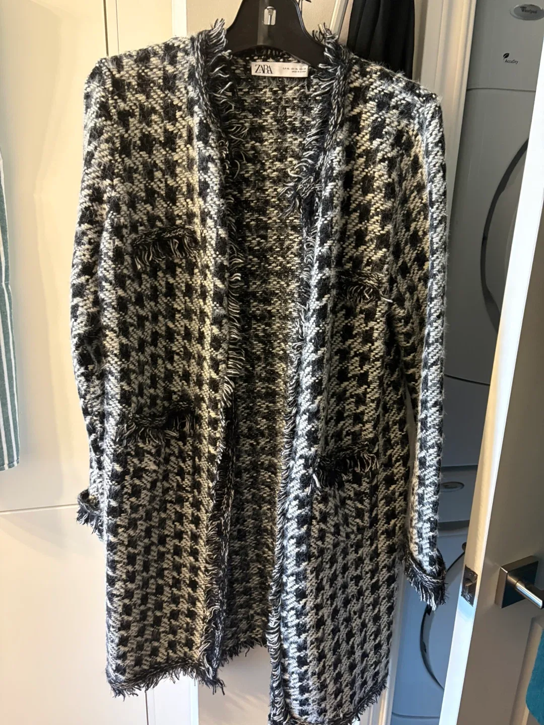 Zara Houndstooth Knit Cardigan - Size XL-fits M-L