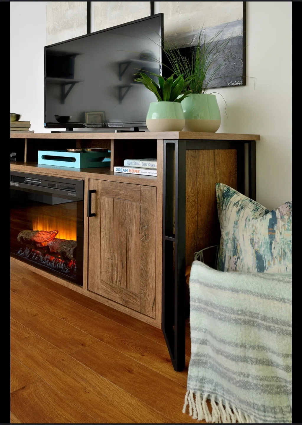 TV Stand with Electric Fireplace image indicator(2)