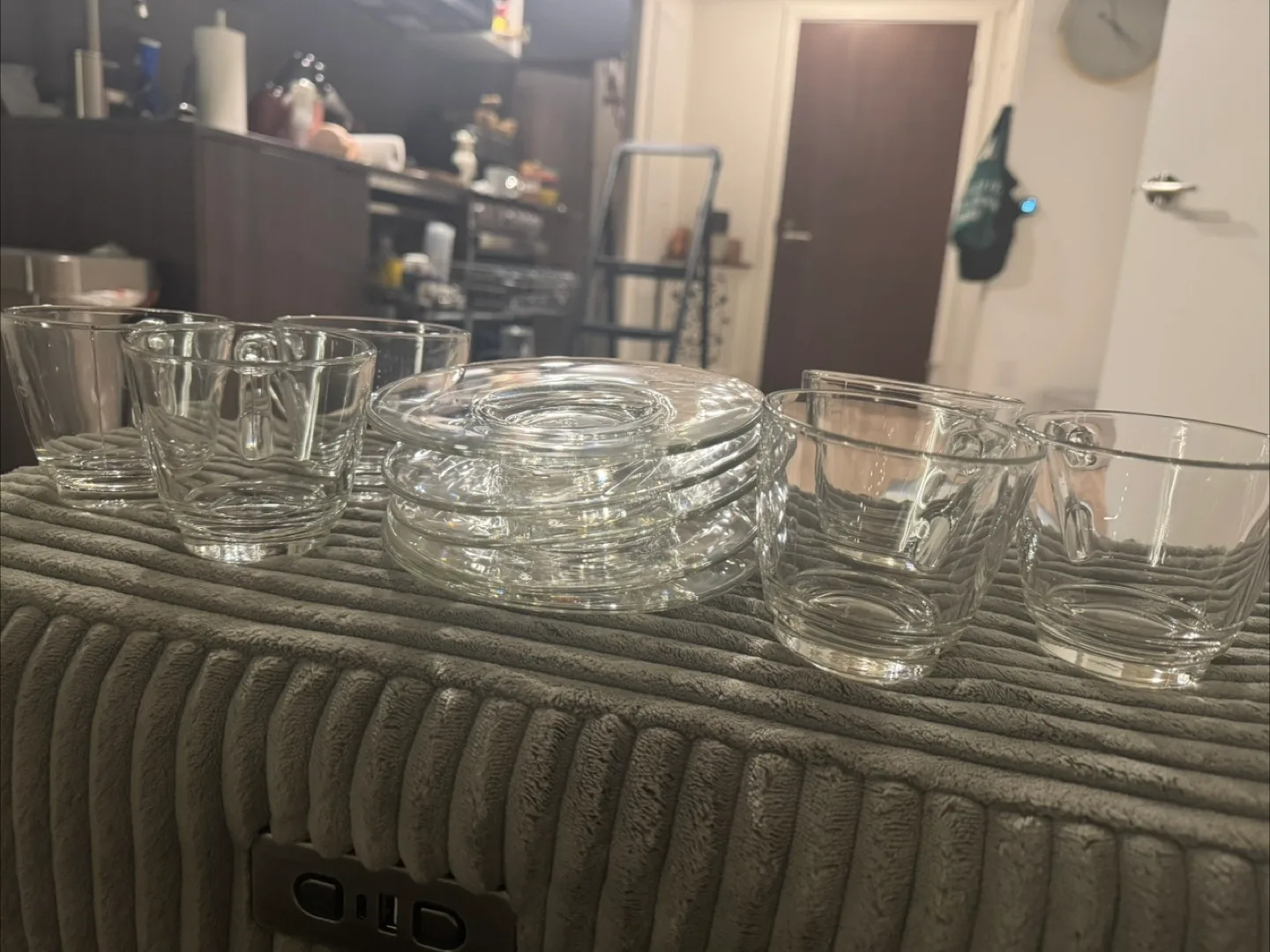 Glass Cups and Saucers Set