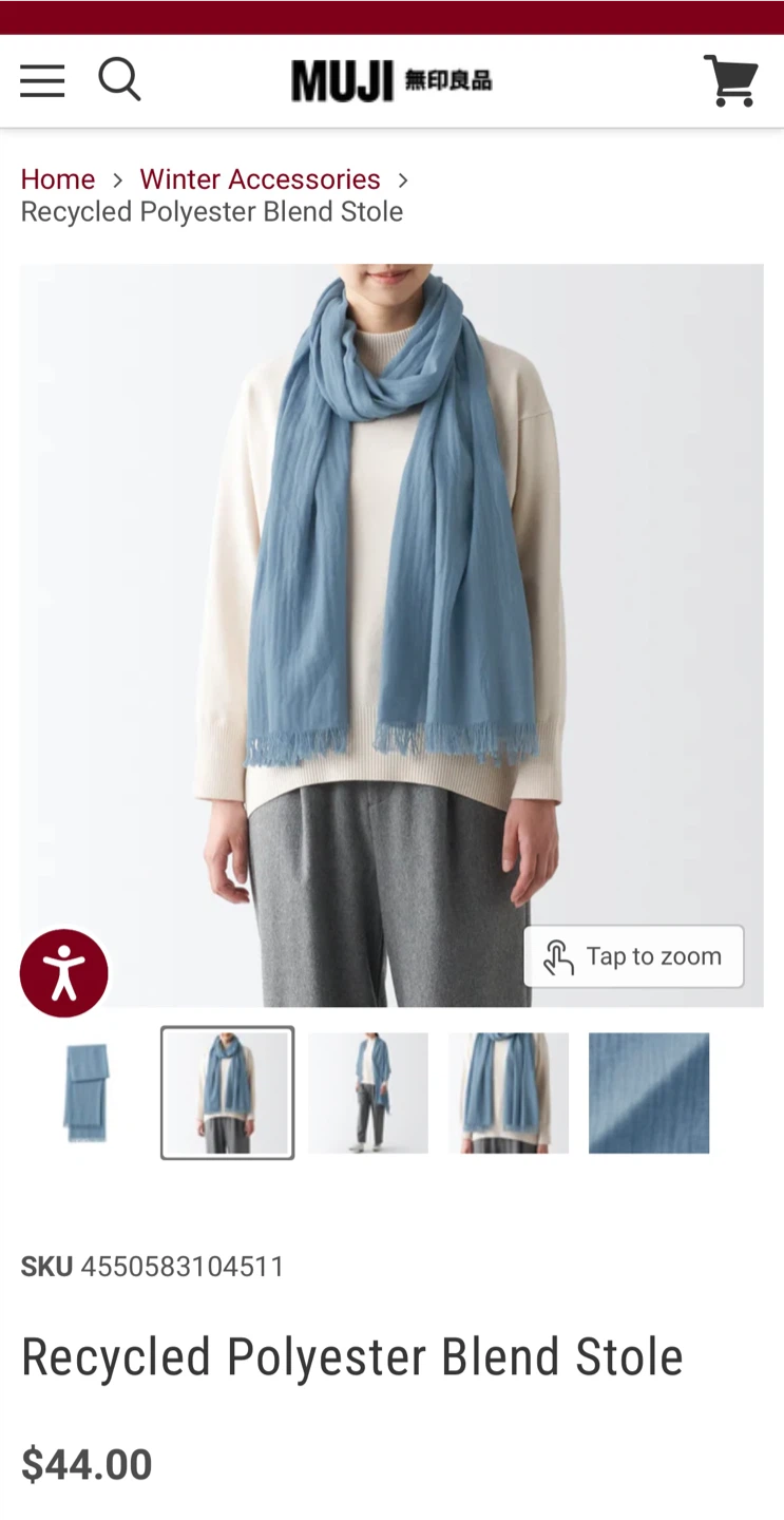MUJI Recycled Polyester Blend Stole - Blue - photo 2