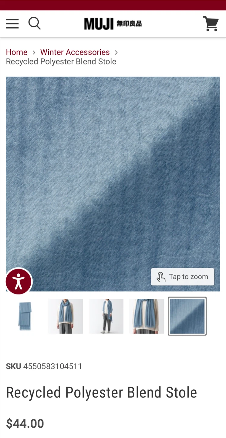 MUJI Recycled Polyester Blend Stole - Blue - photo 3