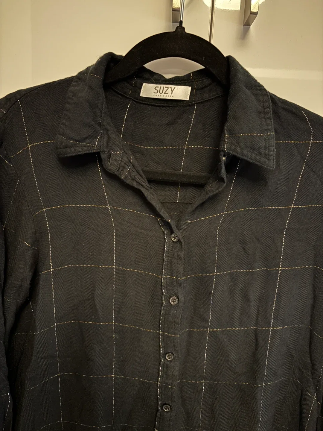 Suzy Shier Black Plaid Button-Up Shirt image indicator(2)