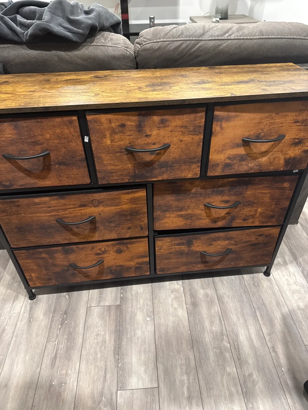 Brown Wood Dresser with 7 Drawers thumbnail