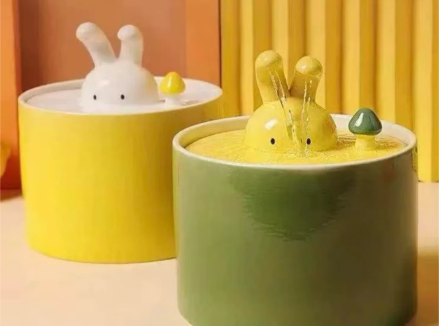 Yellow Ceramic Pet Water Fountain image indicator(6)