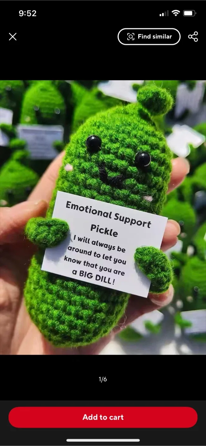 New Emotional Support Pickle with Positive Affirmation Card thumbnail