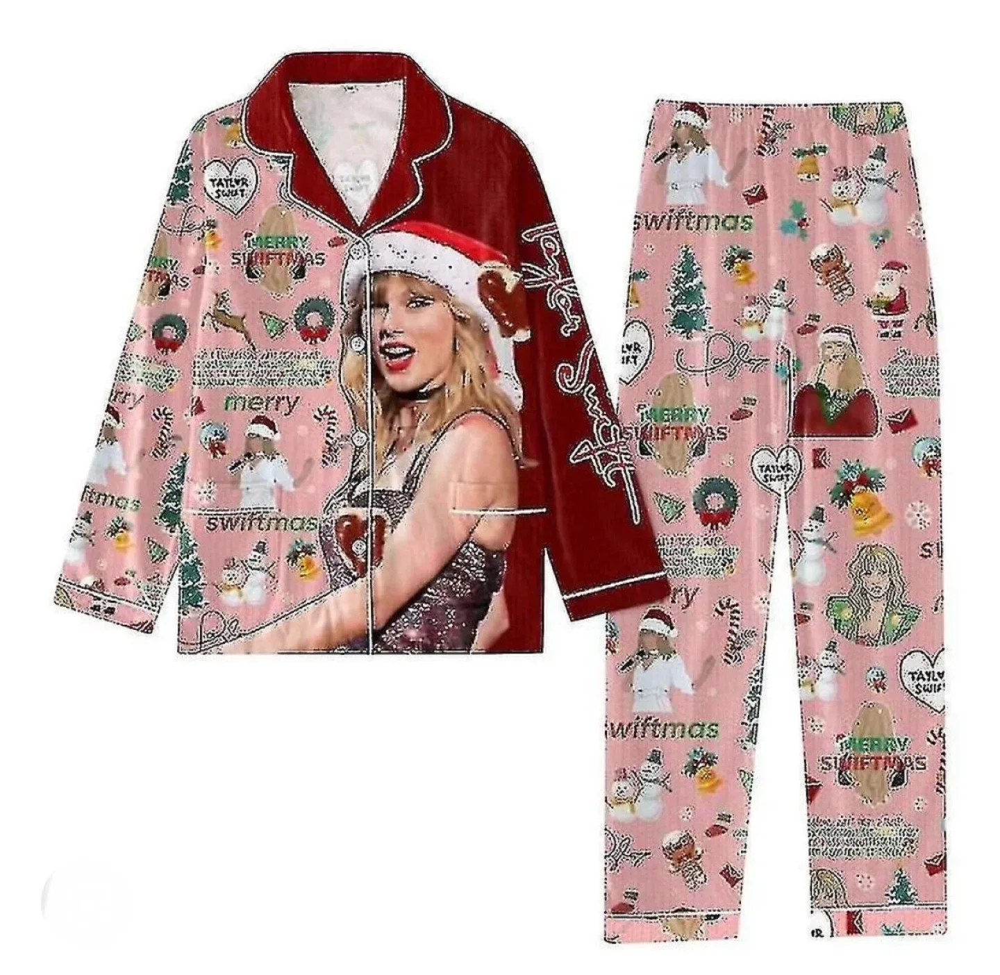 New Women’s TAYLOR SWIFT 2Pc MERRY SWIFTMAS Pyjamas thumbnail