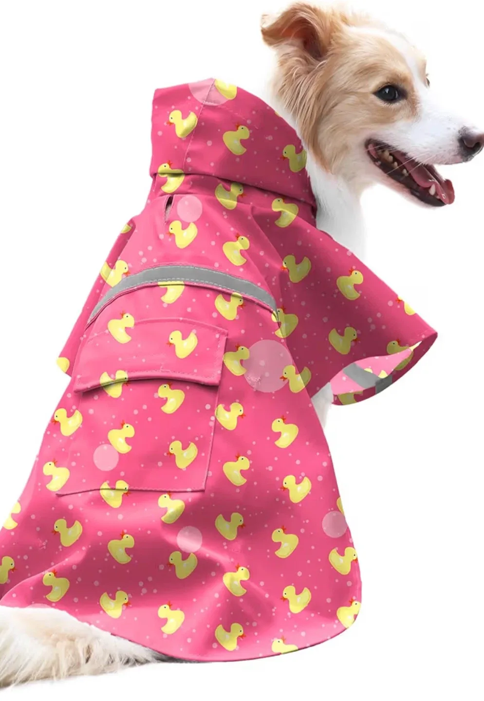 Pink Dog Raincoat with Duck Pattern