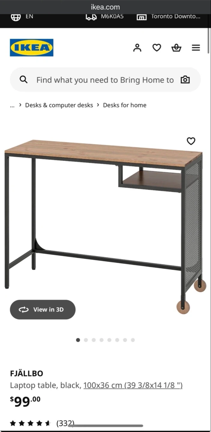 IKEA FJÄLLBO Laptop Table, Black, 100x36 cm - photo 2