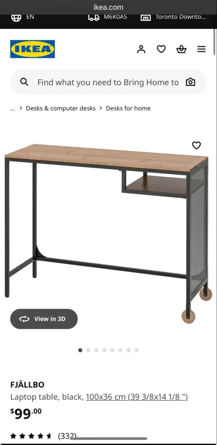 IKEA FJÄLLBO Laptop Table, Black, 100x36 cm image indicator(2)