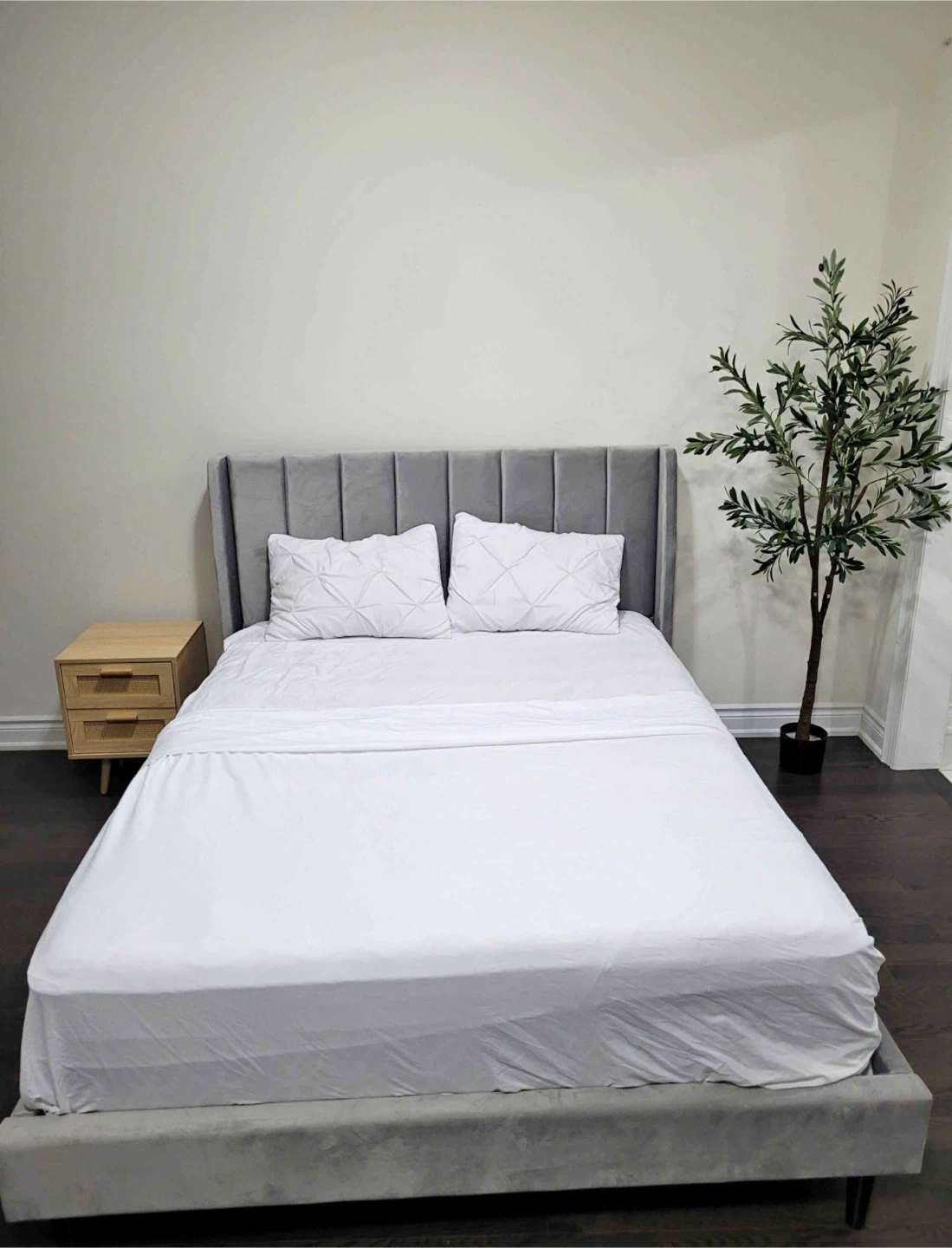 Grey Velvet Queen Bed Frame - photo 2