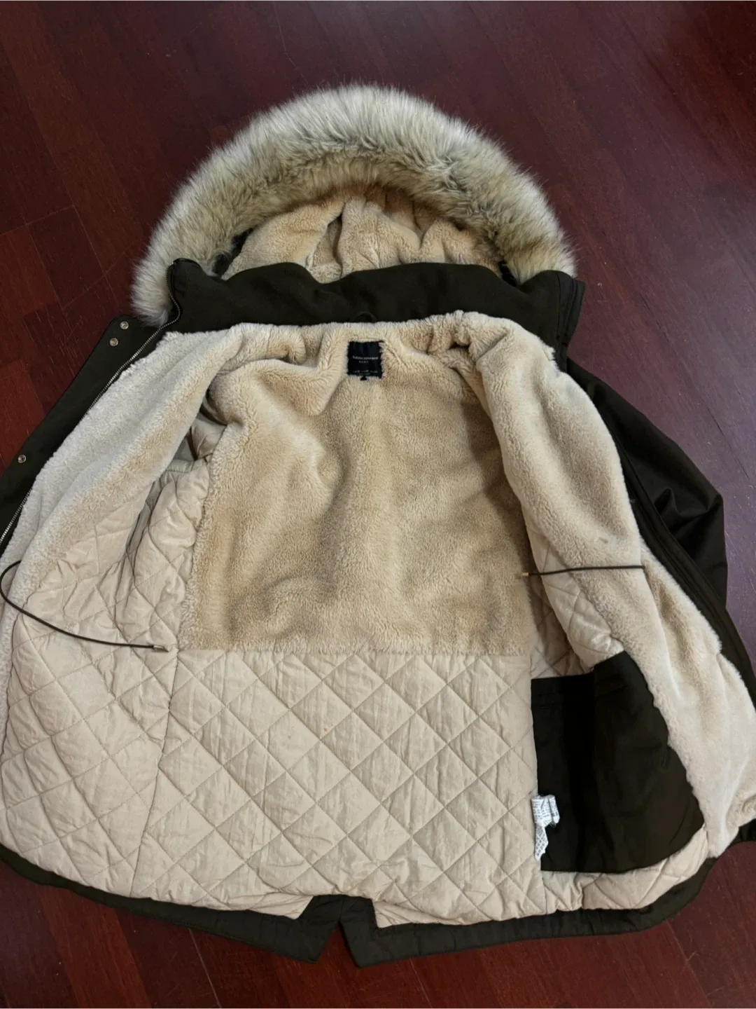 Zara Olive Green Winter Parka image indicator(2)