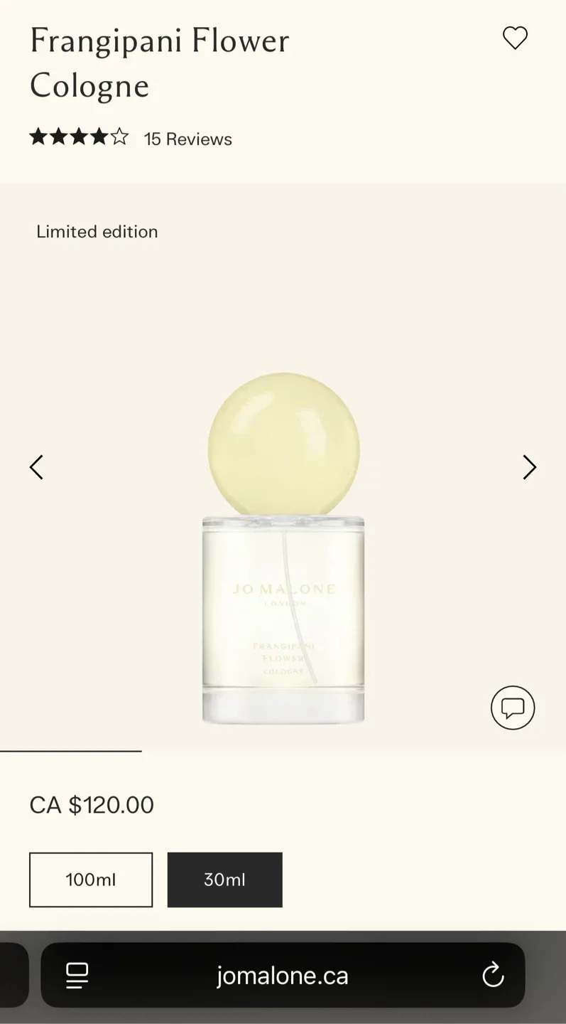 (Retail $136)New Jo Malone Frangipani Flower Cologne 30ml image indicator(4)