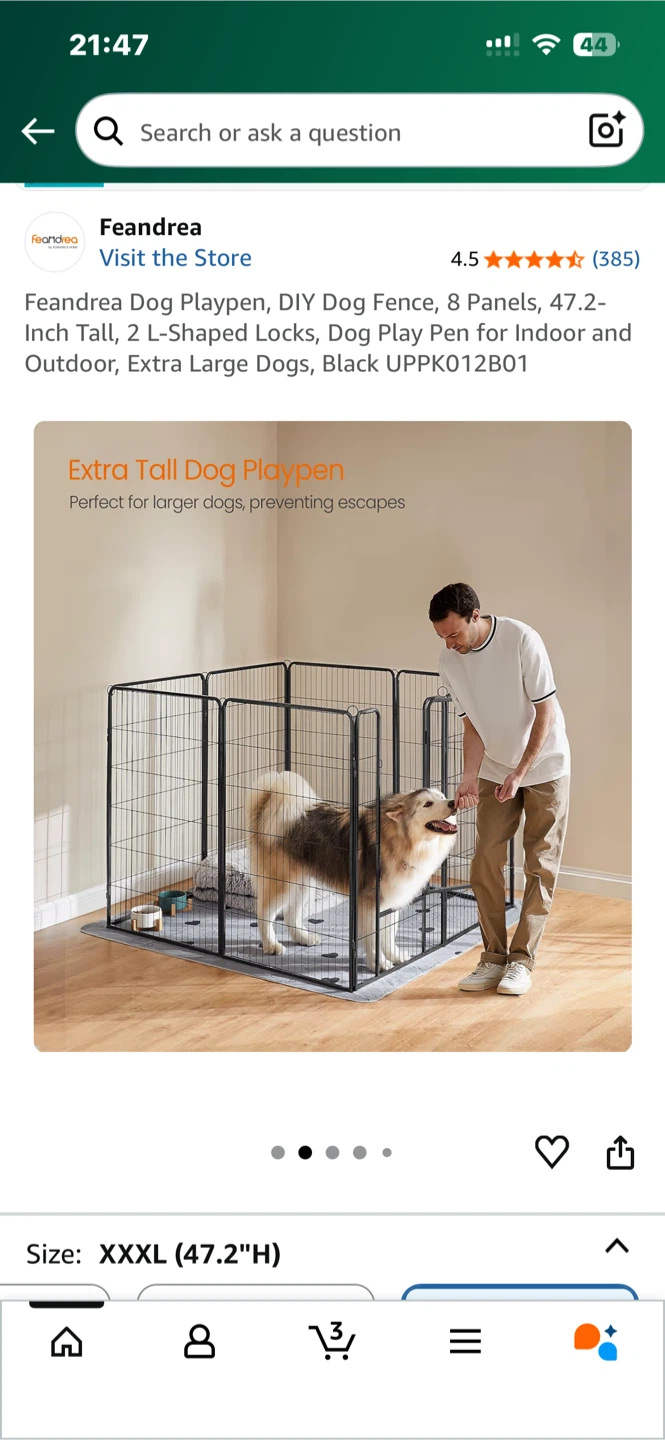 Feandrea Extra Tall Dog Playpen - Black