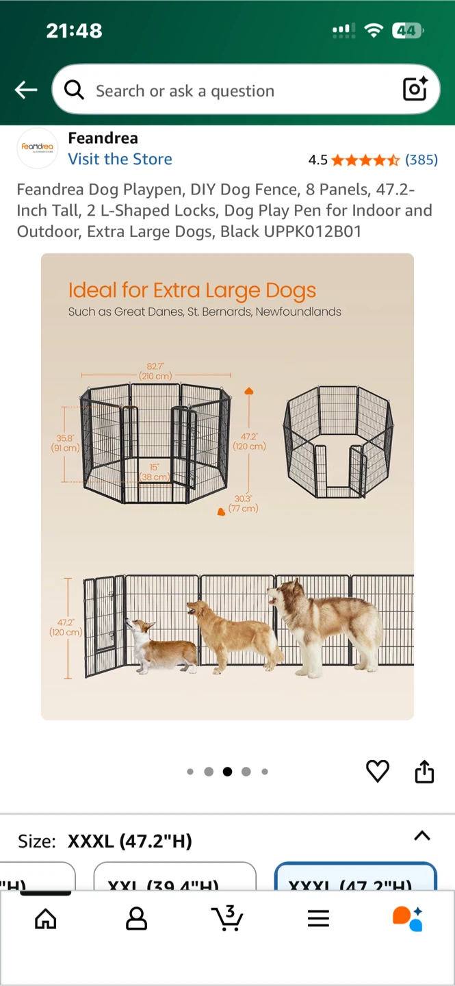Feandrea Extra Tall Dog Playpen - Black - photo 2