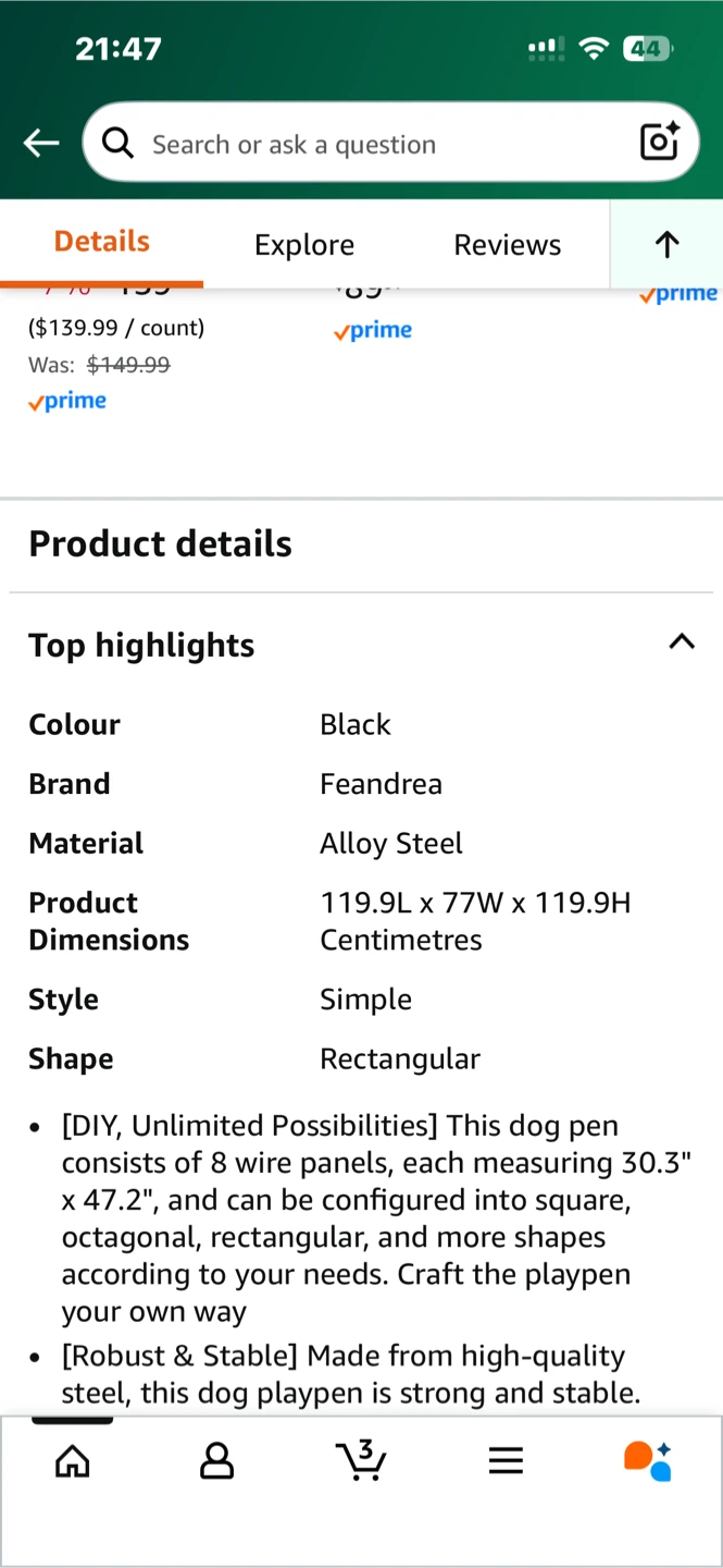 Feandrea Extra Tall Dog Playpen - Black - photo 3