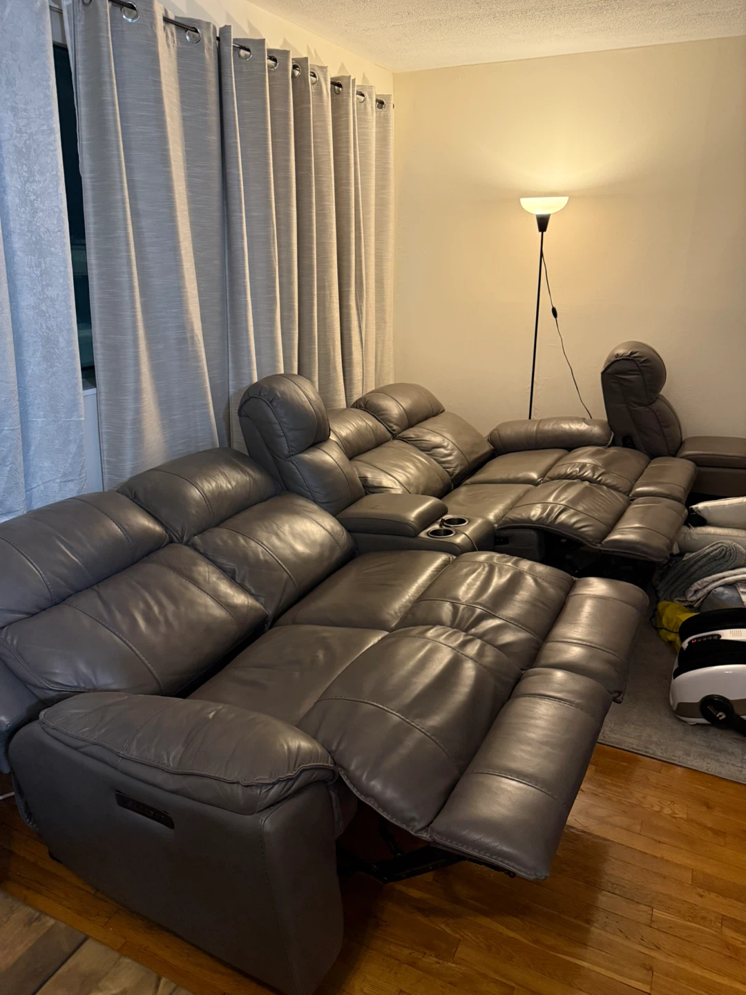 Leather Reclining Sofa with Center Console - photo 4