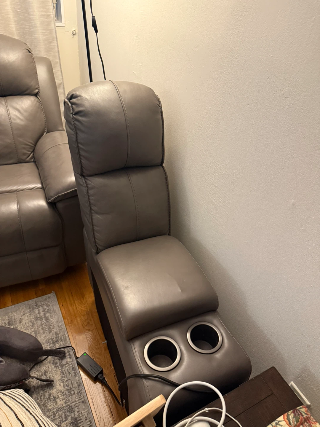 Leather Reclining Sofa with Center Console - photo 5