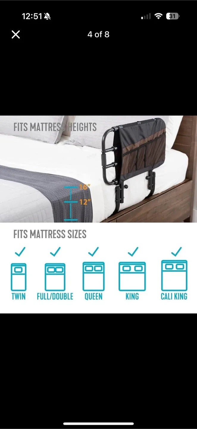 Bedside Folding Bed Rail for children/kids/toddler/elderly image indicator(4)