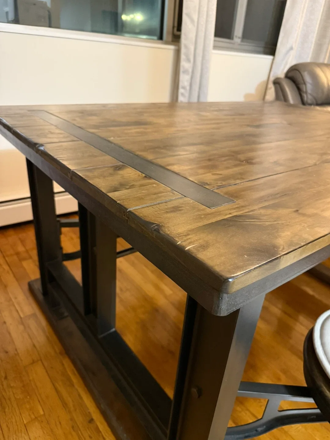 Industrial wood and metal Dining Table image indicator(3)