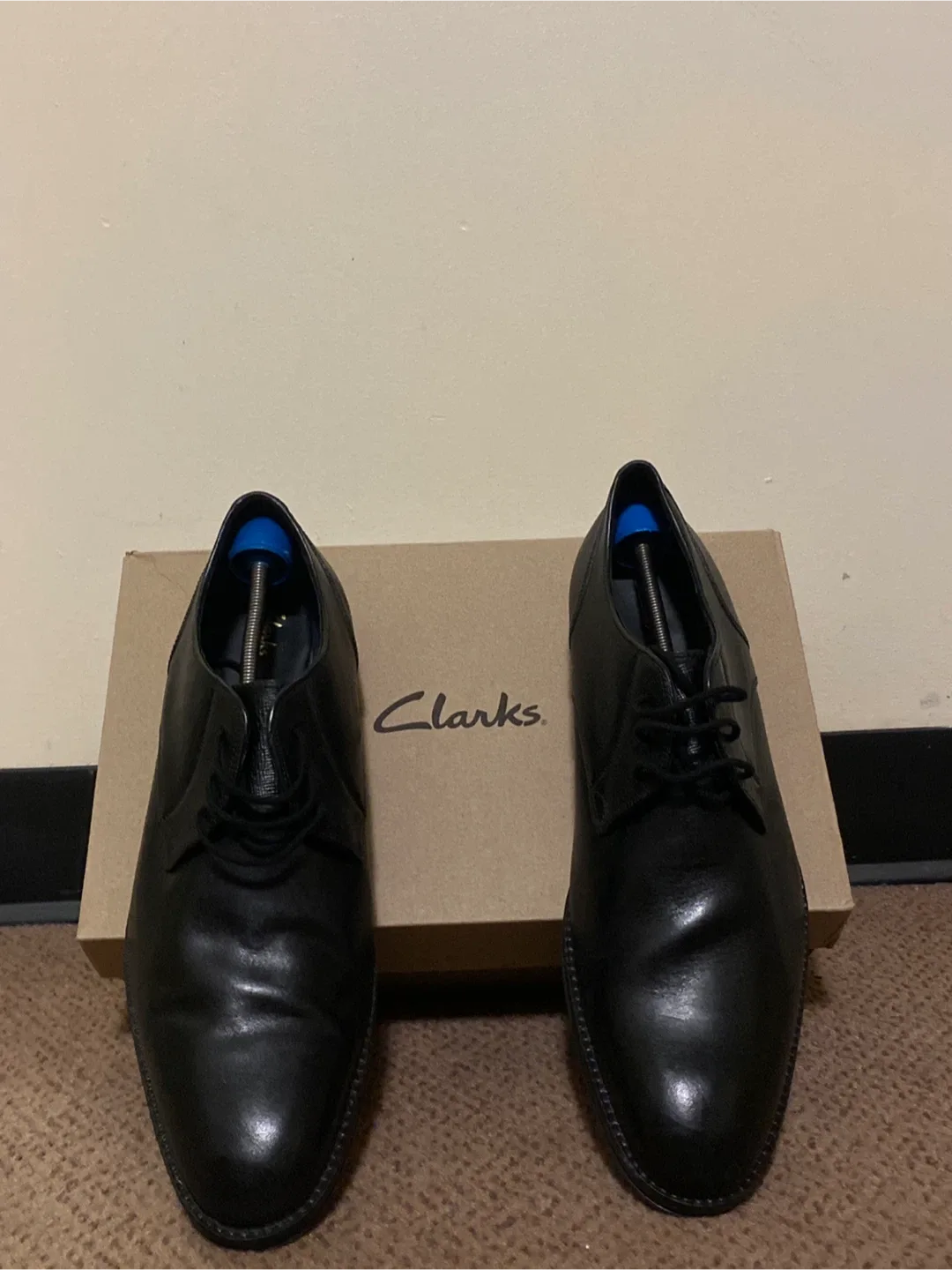 Clarks Black Leather Dress Shoes, Size 9.5