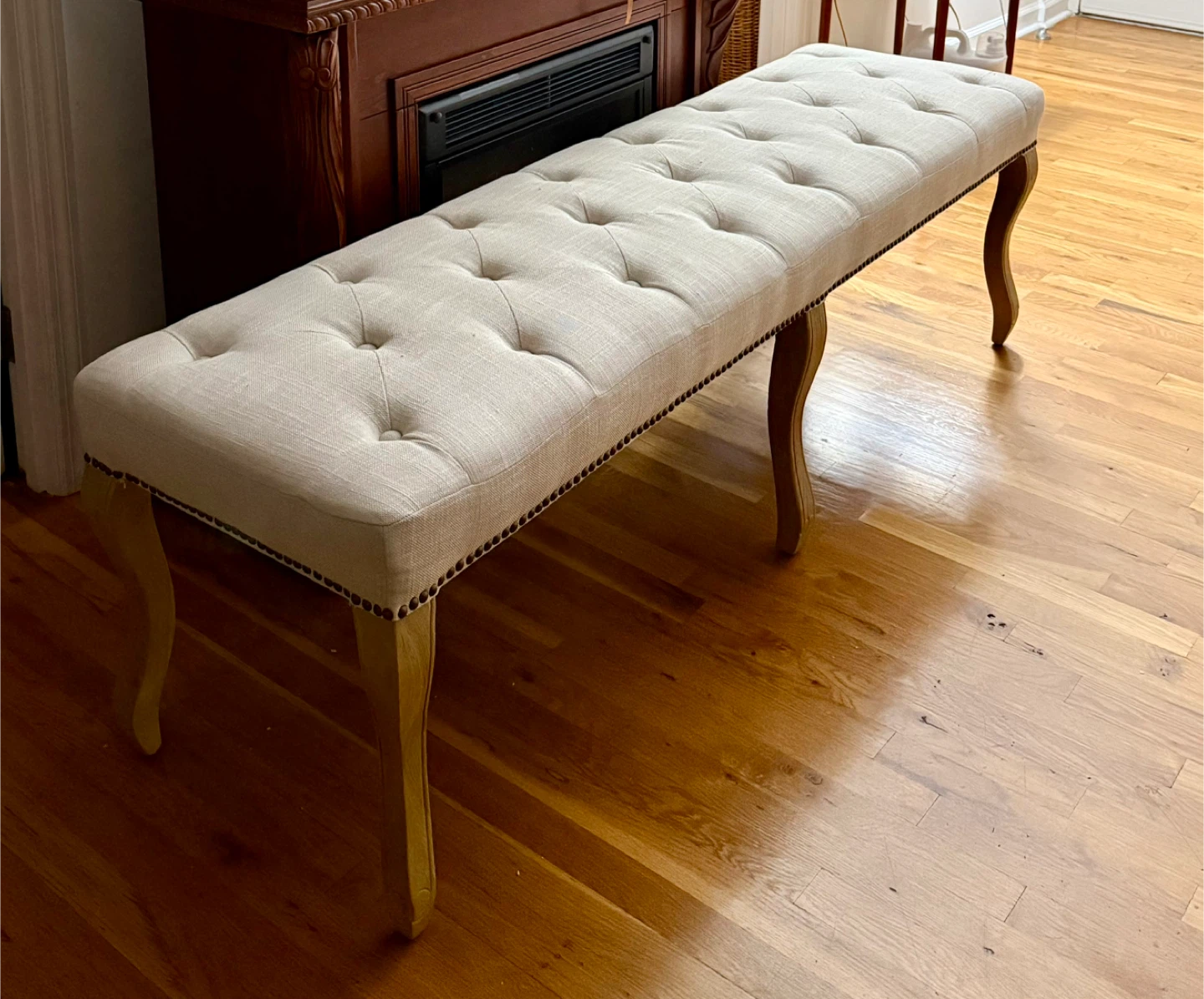 Upholstered Bench with Cabriole Legs