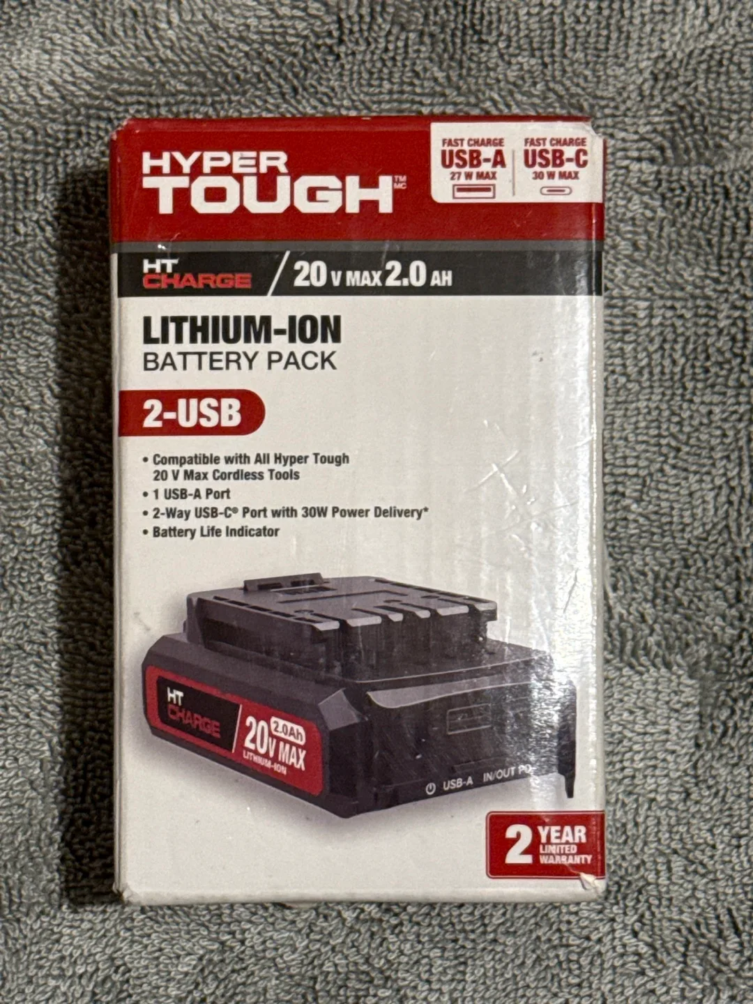 Hyper Tough 20V Max 2.0 Ah Lithium-Ion Battery Pack - New thumbnail