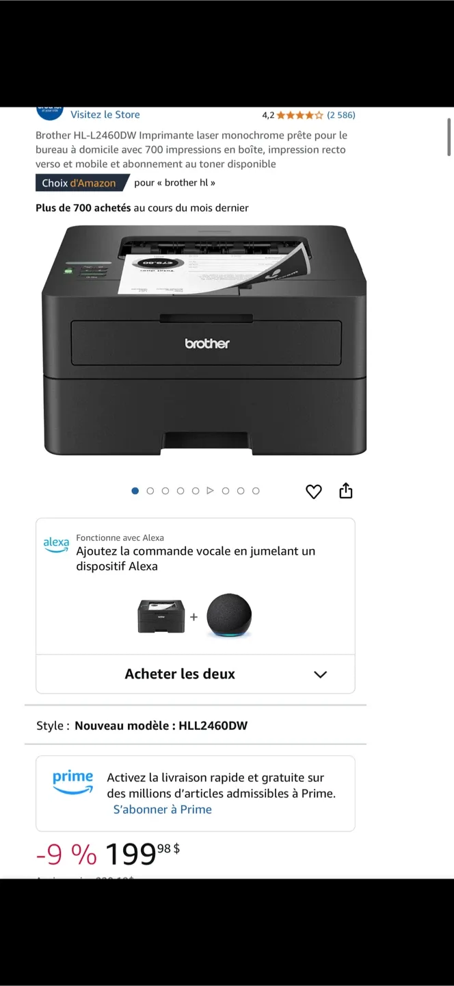 Brother HL-L2460DW Monochrome Laser Printer thumbnail