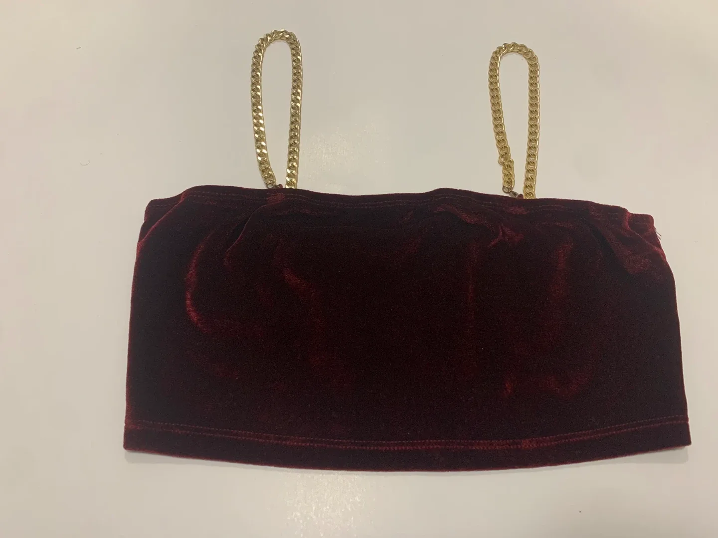 Burgundy Velvet Chain Strap Top