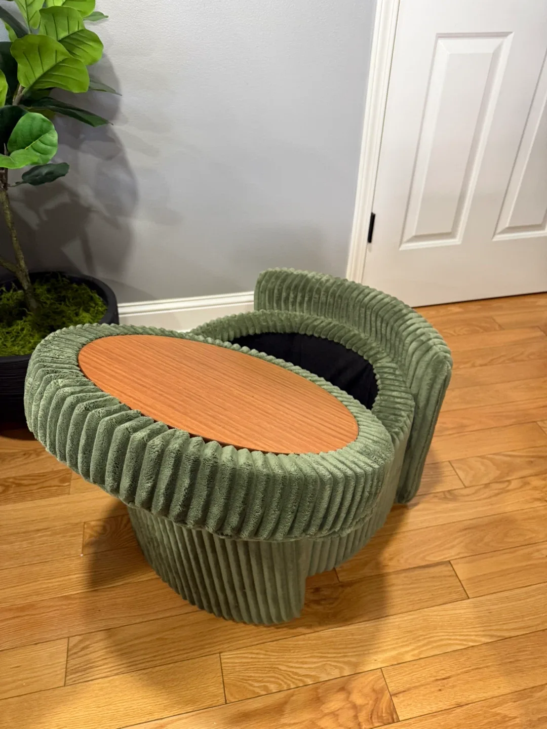 Furniture of America Lennox Round Storage Ottoman - Green image indicator(5)