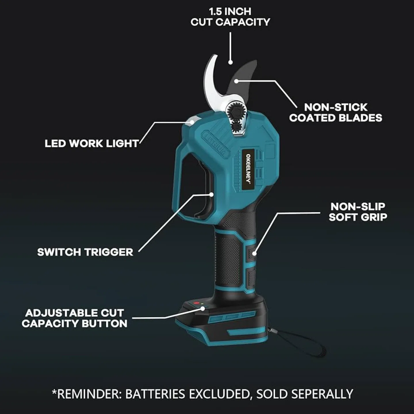 OKEELNEY 18V Lithium Pruning Scissors - New in Box! image indicator(2)