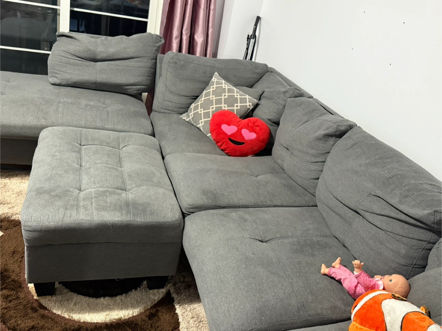 My-Sleep Reversible Fabric Sectional Sofa with Ottoman - photo 2