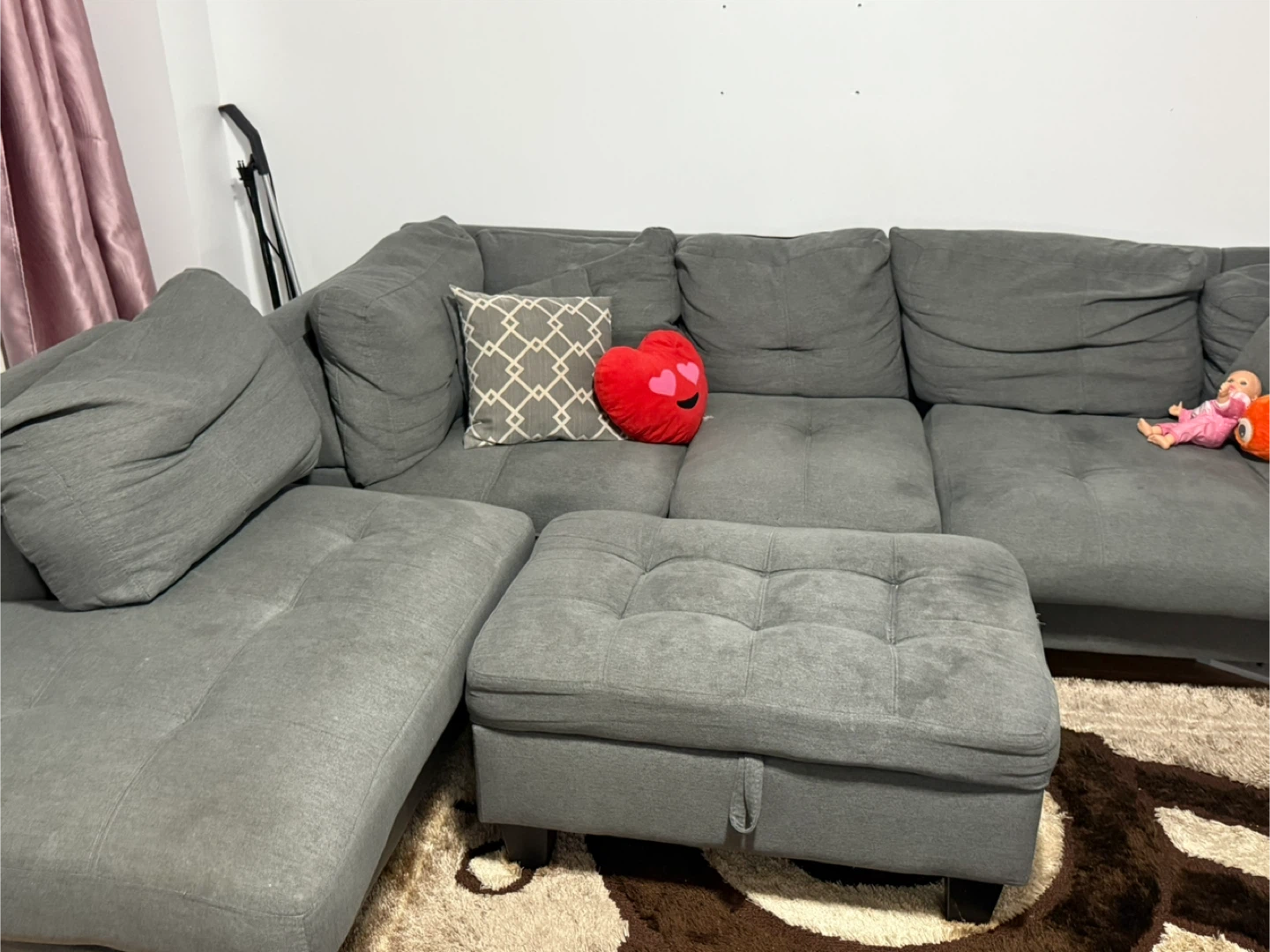 My-Sleep Reversible Fabric Sectional Sofa with Ottoman - photo 3