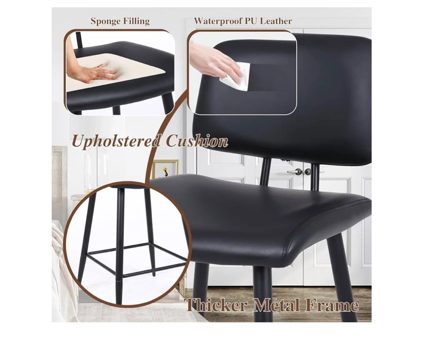 Black Bar Stools - Set of 2 image indicator(3)