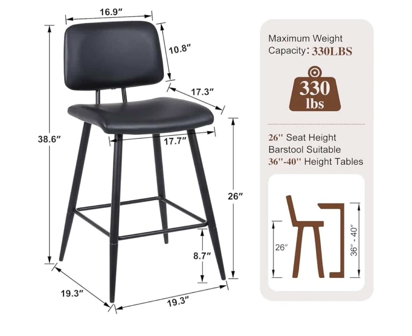 Black Bar Stools - Set of 2 image indicator(2)