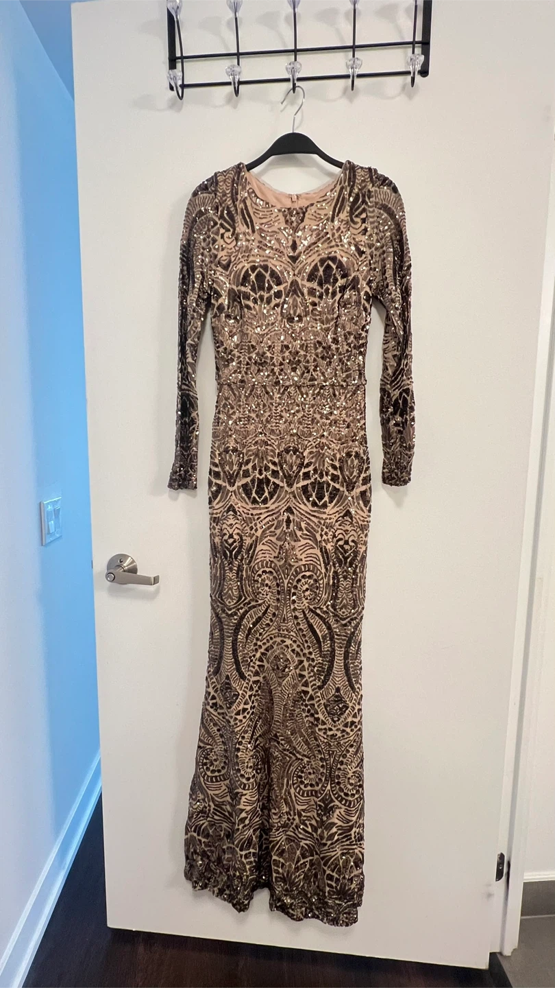 Laura Evening Dress - Brown & Gold - photo 2