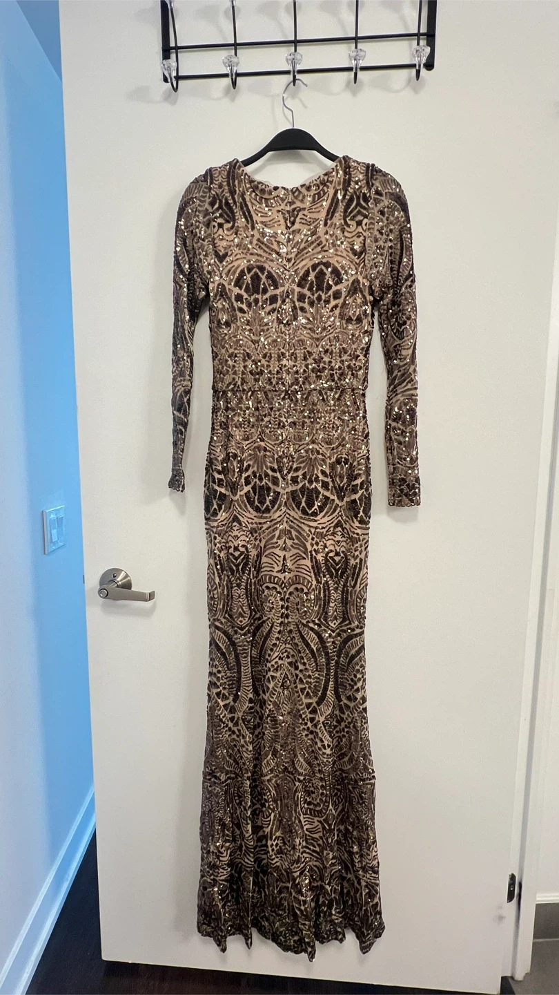 Laura Evening Dress - Brown & Gold