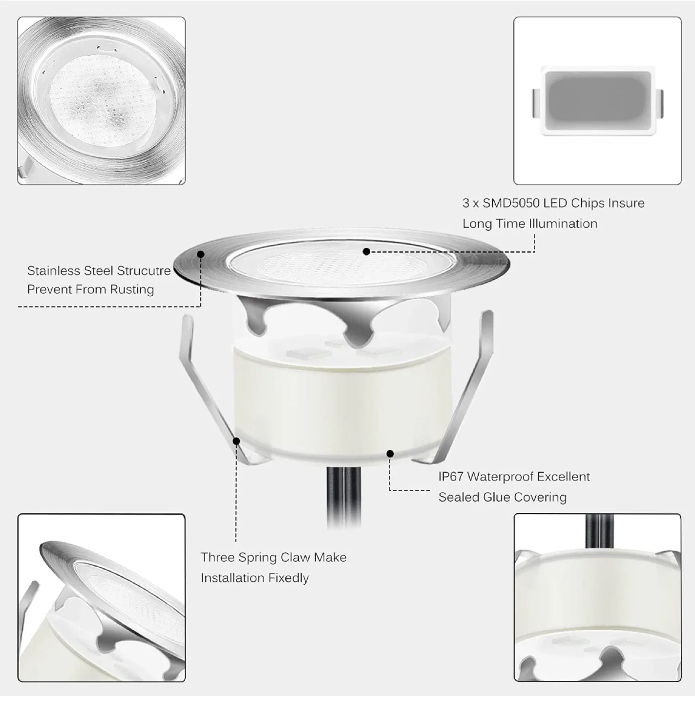 LED Deck Lights Kits Multi-Color RGB Stainless Steel Waterproof image indicator(3)