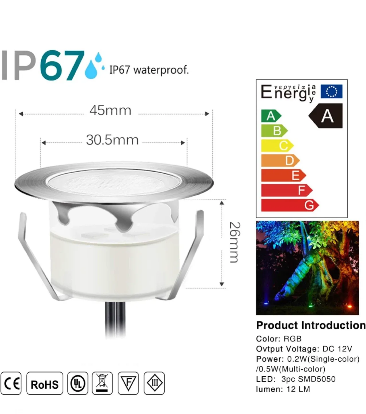 LED Deck Lights Kits Multi-Color RGB Stainless Steel Waterproof image indicator(2)